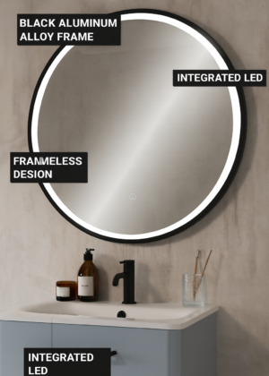 LED Vanity Mirror – Black Aluminum Alloy Frame